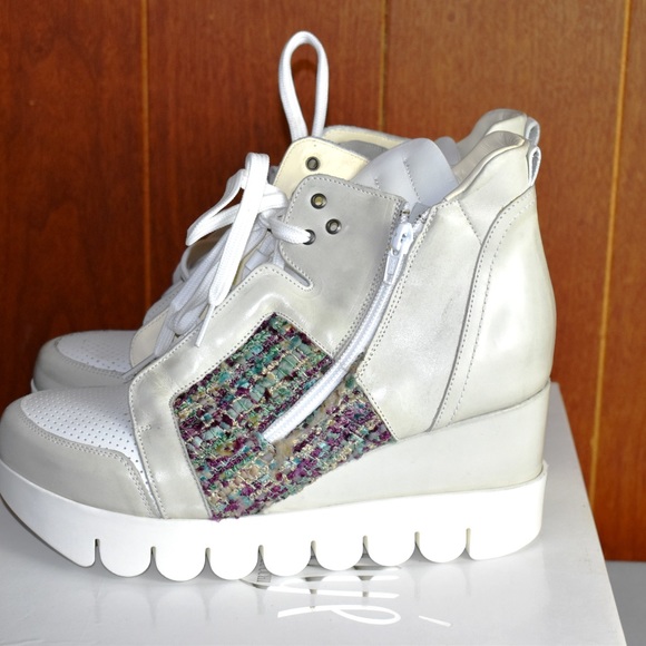 OVYE by Christina Lucchi Leather Tweed Sneakers - Picture 3 of 8